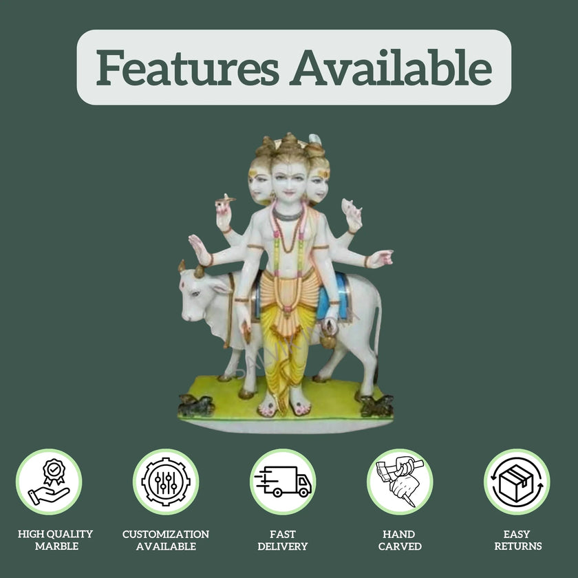 Dattatreya marble murti - Salvik | Marble Murti Manufacturers in India