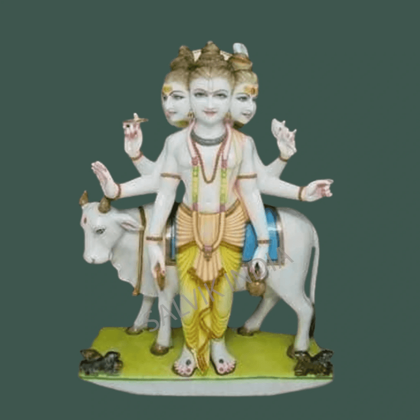 Dattatreya marble murti - Salvik | Marble Murti Manufacturers in India