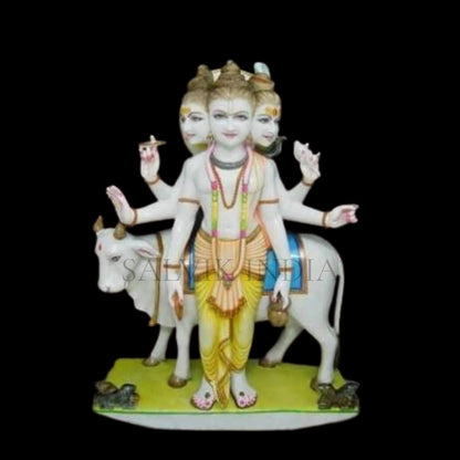 Dattatreya marble murti handcrafted in white marble