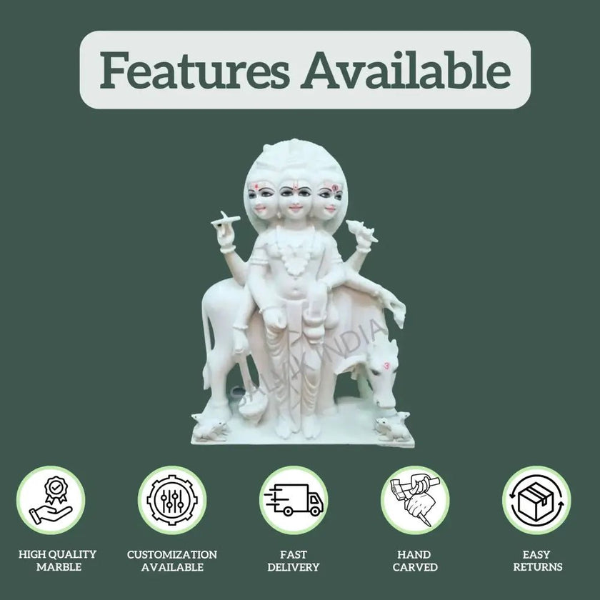 Dattatreya Marble Statue 2 Feet - Salvik | Marble Murti Manufacturers in India