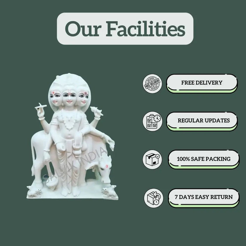 Dattatreya Marble Statue 2 Feet - Salvik | Marble Murti Manufacturers in India