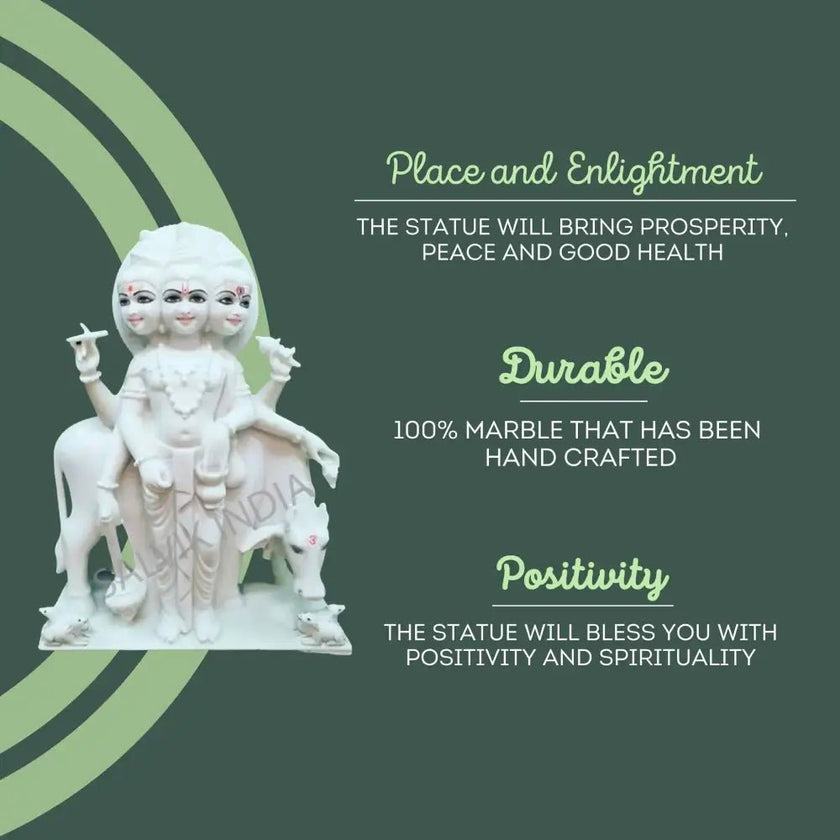 Dattatreya Marble Statue 2 Feet - Salvik | Marble Murti Manufacturers in India