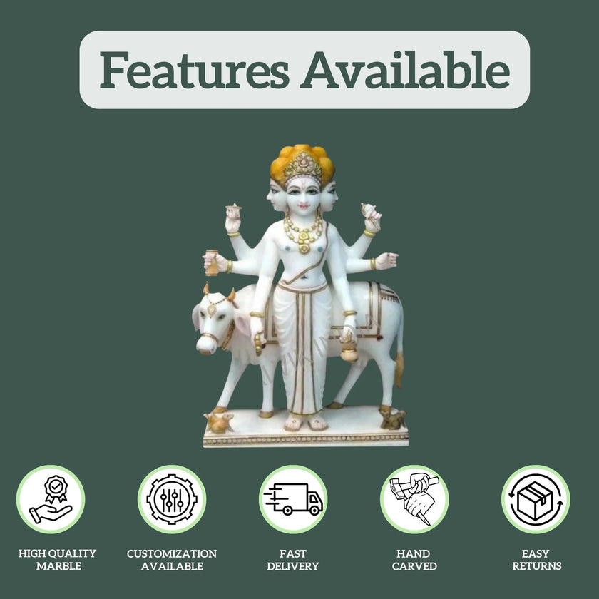 Dattatreya Marble Statue - Salvik | Marble Murti Manufacturers in India
