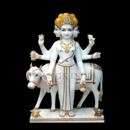 Premium Dattatreya Marble Statue in White Marble