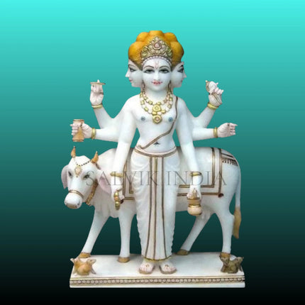 Premium Dattatreya Marble Statue in White Marble