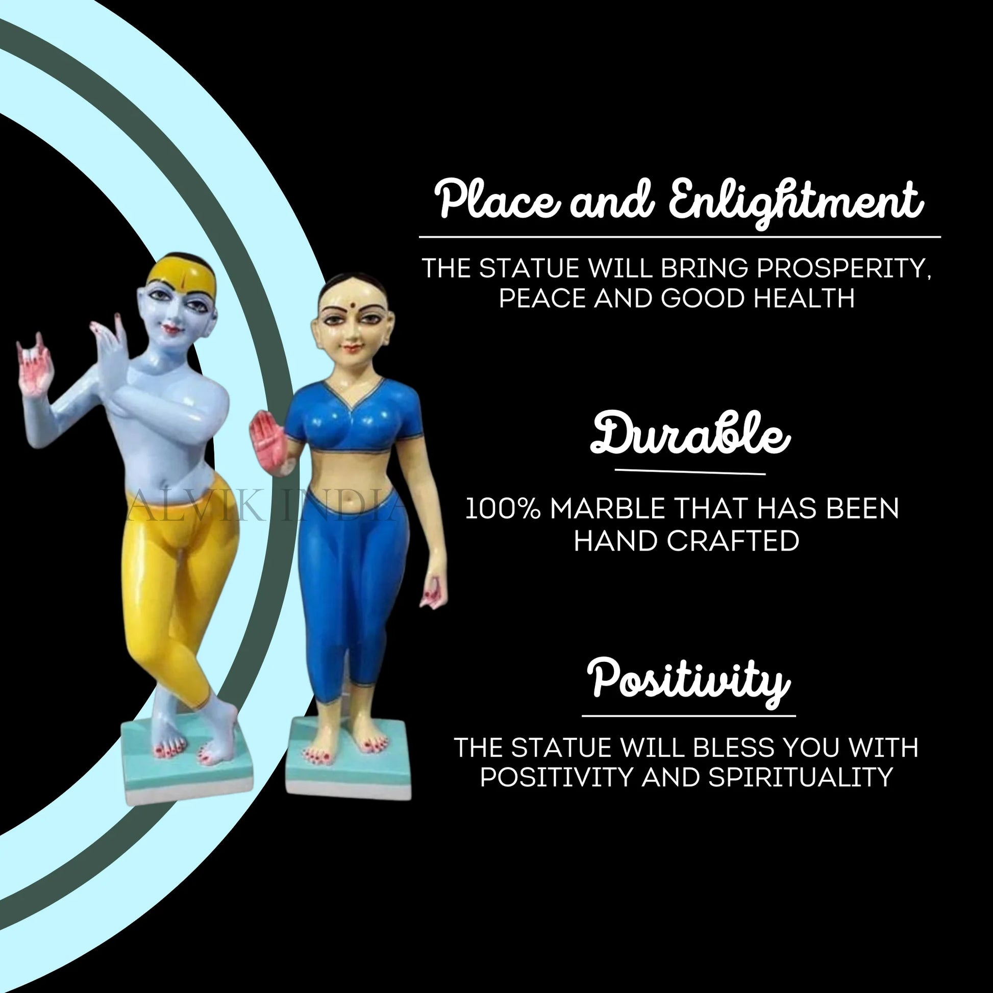 Radha Krishna marble murti made by skilled Indian artisans