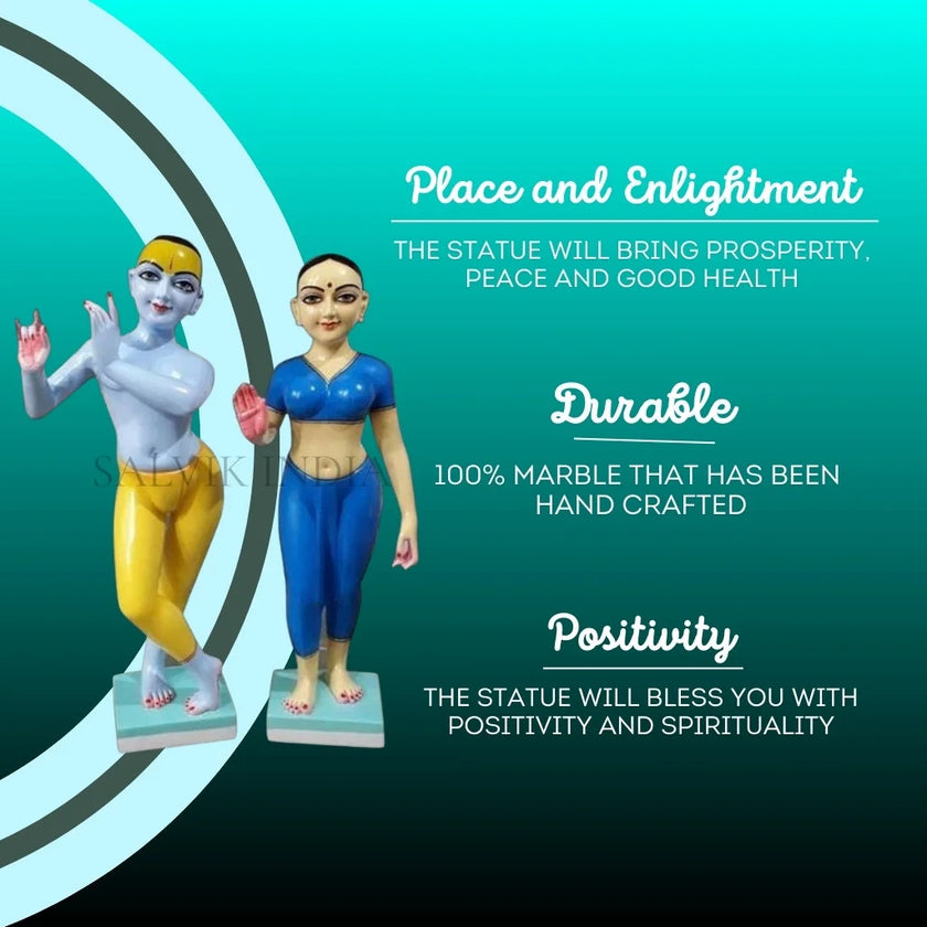 Radha Krishna marble murti made by skilled Indian artisans