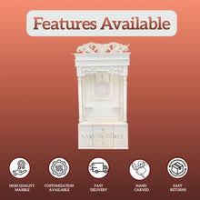 designer marble mandir front view with detailing back panel 