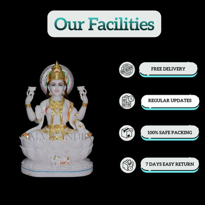 Makrana White Marble Lakshmi Murti – Handcrafted Laxmi Idol