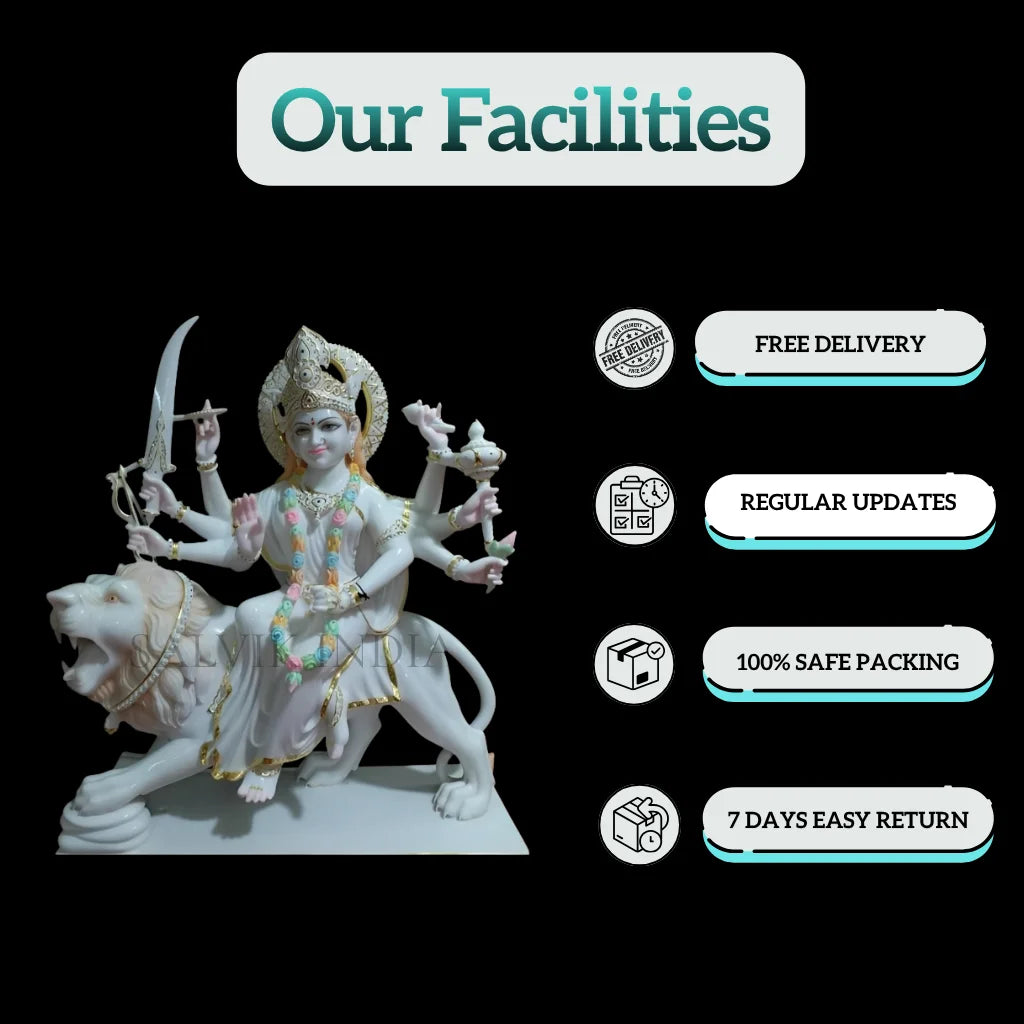 Durga Maa Marble Idol for Home -Bring Divine Strength and Positivity