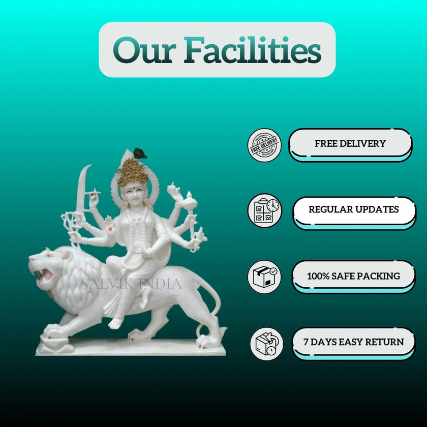 Small Durga Maa Marble Idol for Home Worship