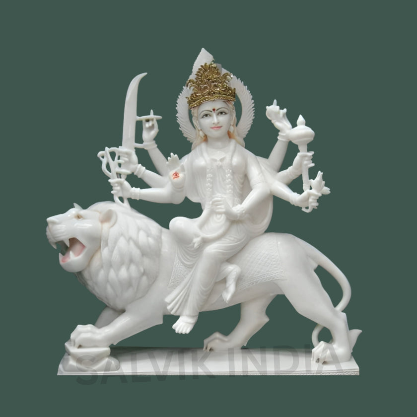 Durga Maa marble statue handcrafted for home and temple