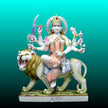 Front view of Durga marble idol with calm divine expression