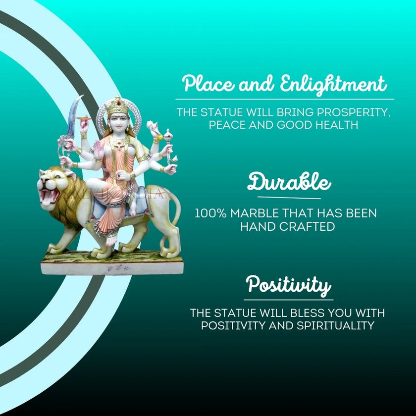 Durga marble idol placed in home mandir for daily pooja
