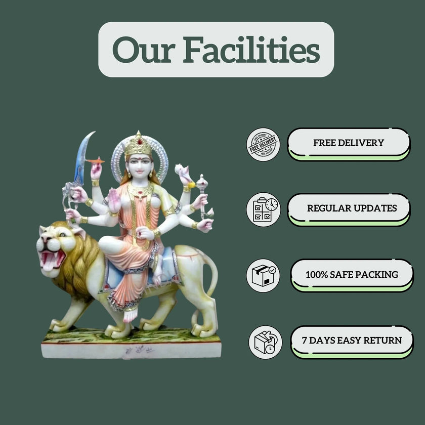 Durga Marble Idol – Detailed Handcrafted Design