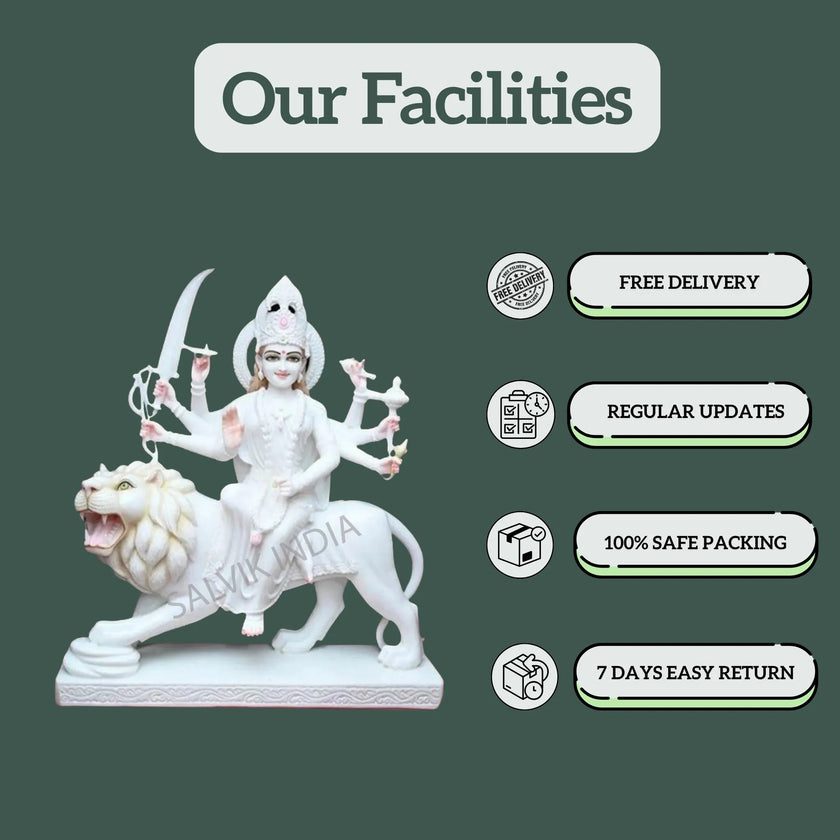 Beautiful Durga Marble Murti for Pooja Room
