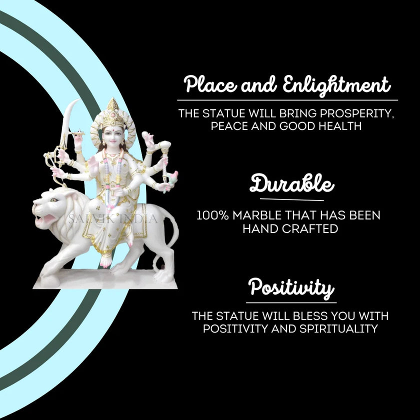 Durga marble murti placed in home temple for daily worship