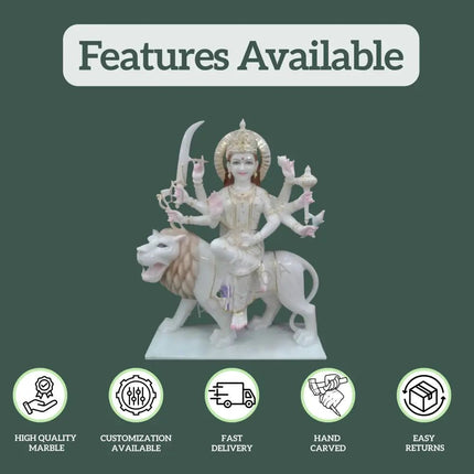 Durga Marble Murti – Handcrafted Sacred Idol