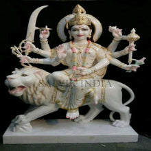 durga mata idol marble-handcrafted white marble temple