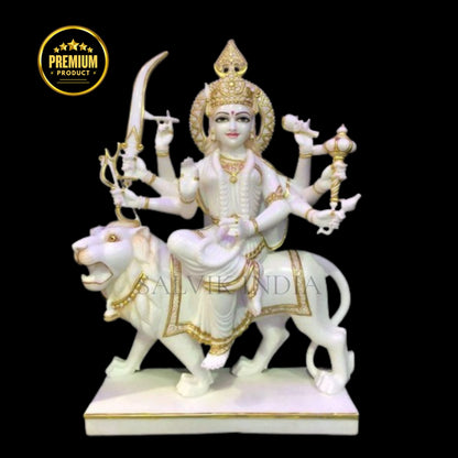 Durga Mata marble murti in traditional form for daily worship at home mandir