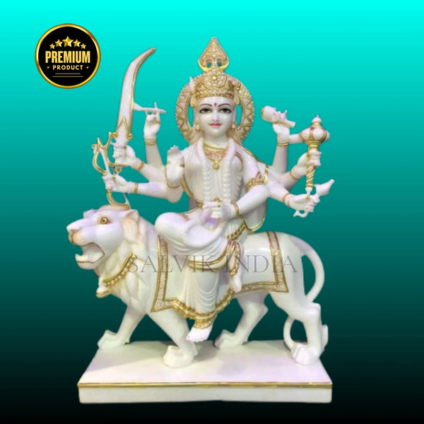 Durga Mata marble murti in traditional form for daily worship at home mandir