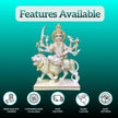 Side angle view of Durga Mata marble murti handcrafted for daily worship