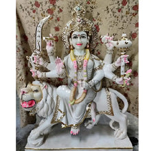 Durga Mata Marble Statue – Handcrafted Traditional Temple Design