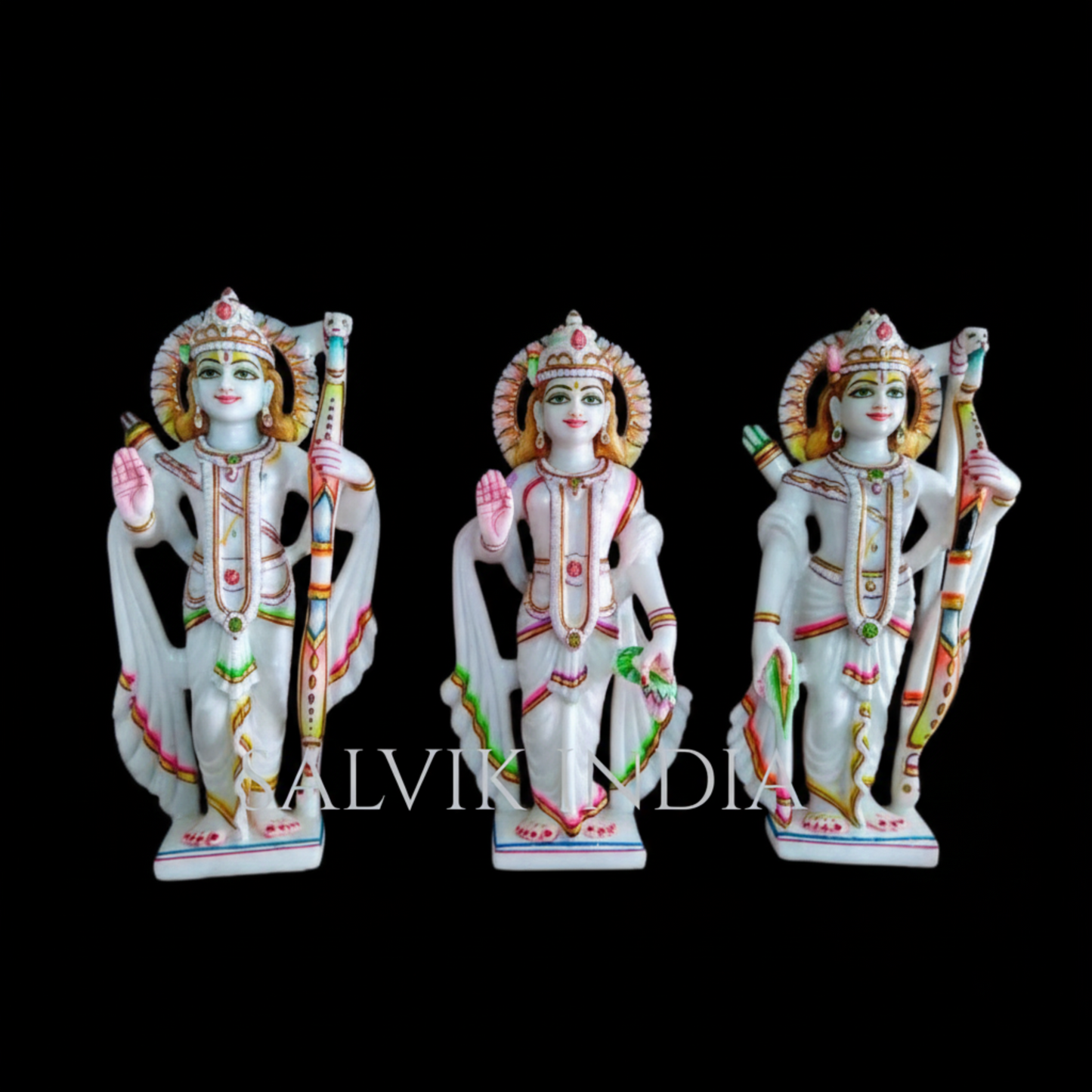 Shri Ram Darbar Marble Murti Set for Home with Decorative Design & Detailing