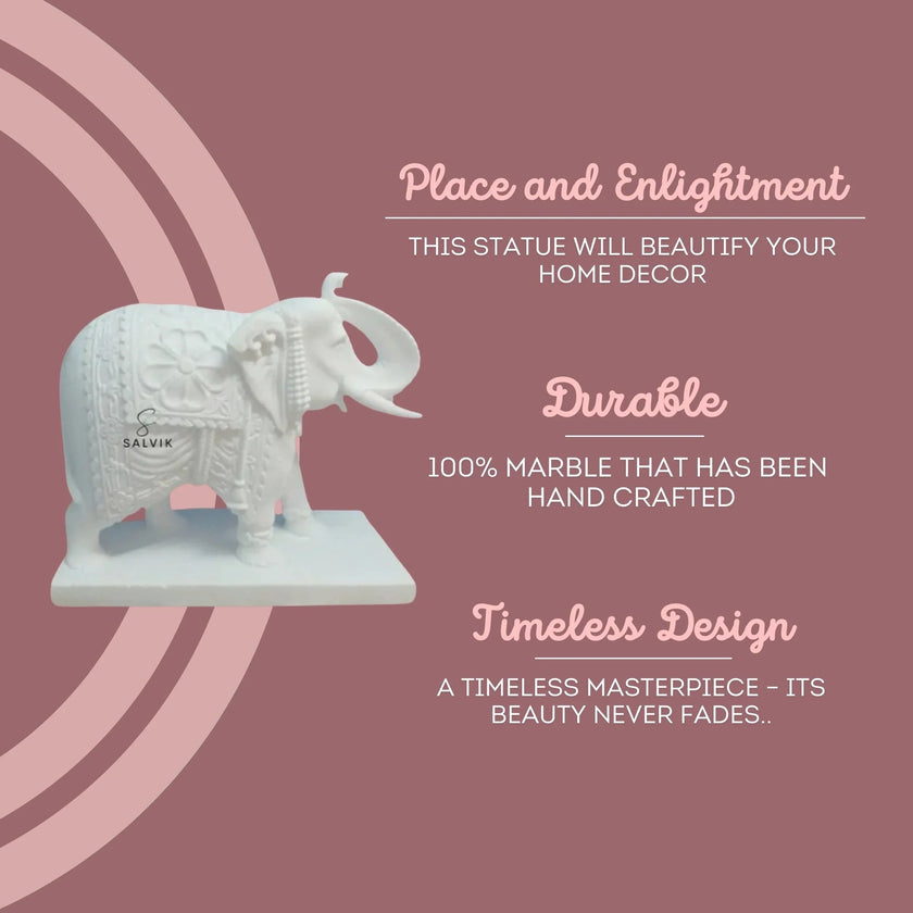 Elephant Statue for Home - Salvik | Marble Murti Manufacturers in India