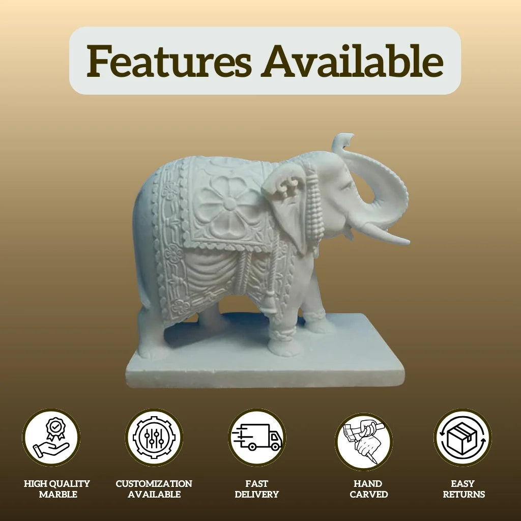 Elephant Statue for Home - Salvik | Marble Murti Manufacturers in India