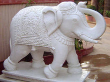 White Marble Elephant Statue for Home & Garden Decor