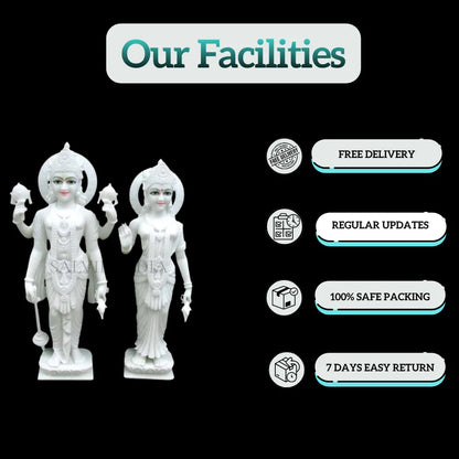 Facilities by Salvik India for Laxmi Narayan Marble Murti — free delivery, safe packing, regular updates, and 7 days easy return