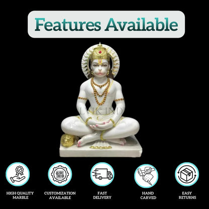 Features of Veer Hanuman Ji marble idol – high-quality marble, hand-carved, fast delivery, customization available