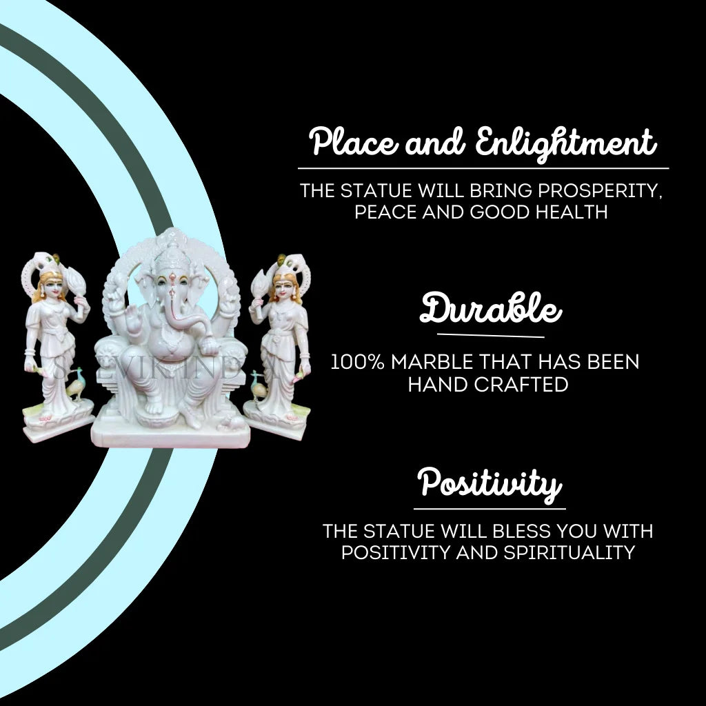 Ganesh Ji marble idol carved from Vietnam white marble
