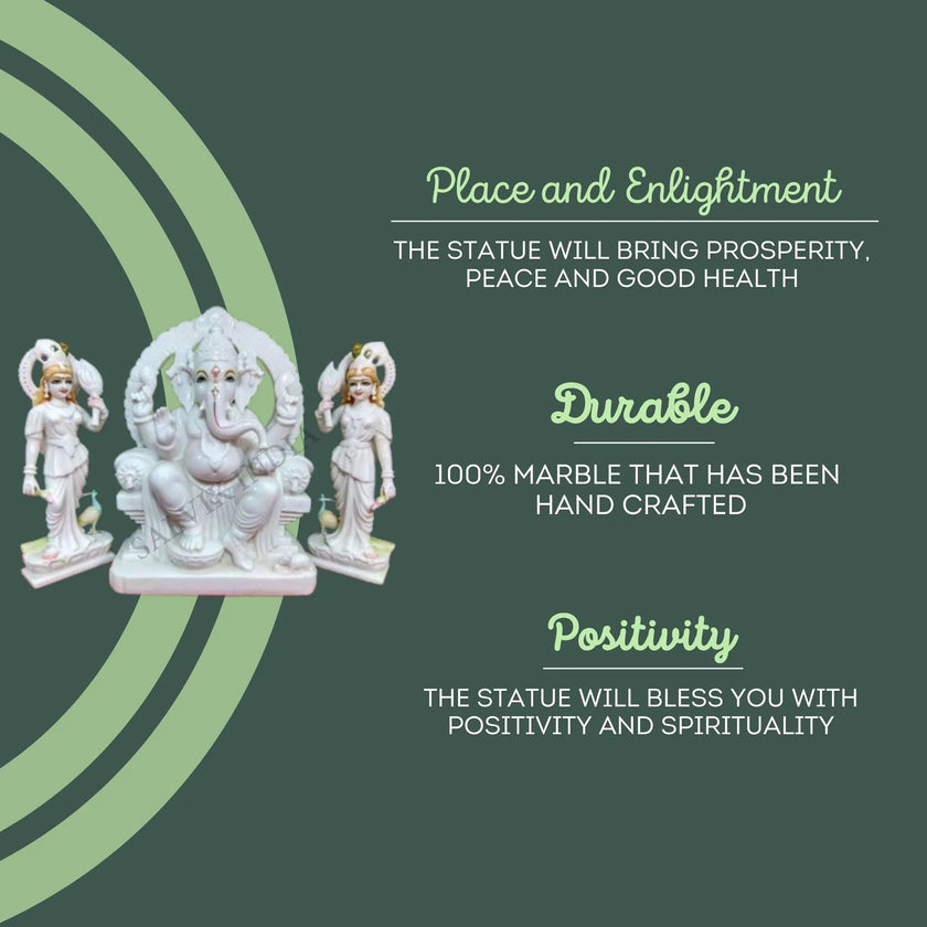 Ganesh Ji marble idol symbolizing peace, durability, positivity – handcrafted by Salvik