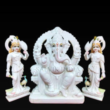 White marble Ganesh Ji murti with hand-carved detailing, Salvik India