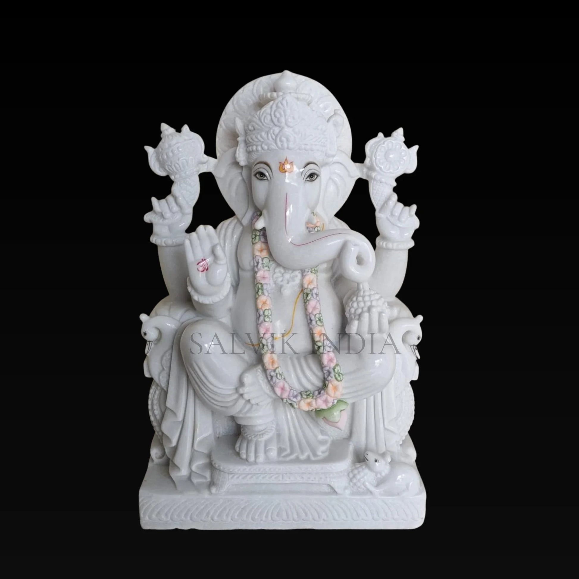White Marble Ganesh Idol – Handcrafted Ganpati Statue for Temple and Home by Salvik India