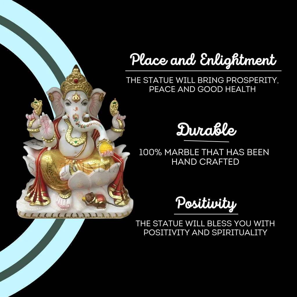 Ganesh marble idol in traditional blessing