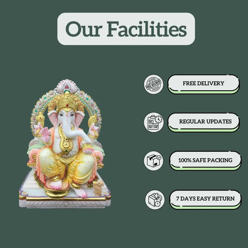 Ganesh Marble Idol – Free Delivery, Safe Packing, and Easy Return Facilities by Salvik India