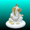 Handcrafted Marble Ganesh Murti in White Vietnam Marble with Golden Detailing – Salvik India