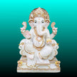 Handcrafted Ganesh sculpture in Makrana marble with traditional veena design
