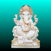 Handcrafted Ganesh sculpture in Makrana marble with traditional veena design
