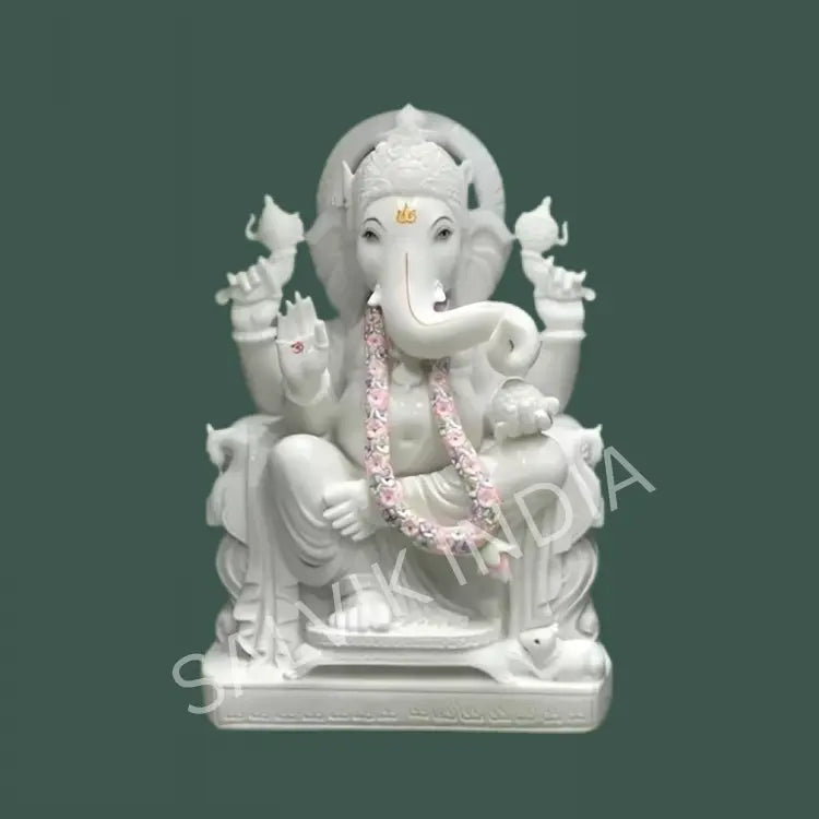 Marble Ganesh Statue – Handcrafted Ganesh Murti for Home Temple