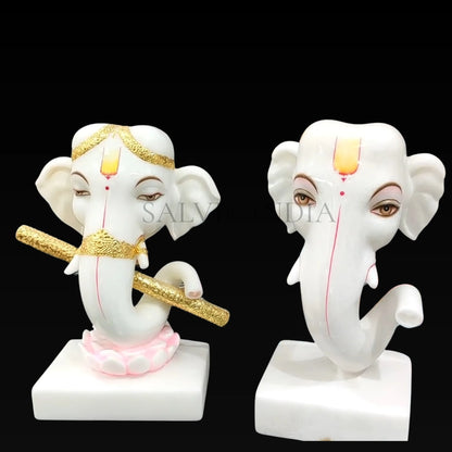 White Marble Ganpati Home Decor Idols – Handcrafted Ganesh Murti for Home and Temple