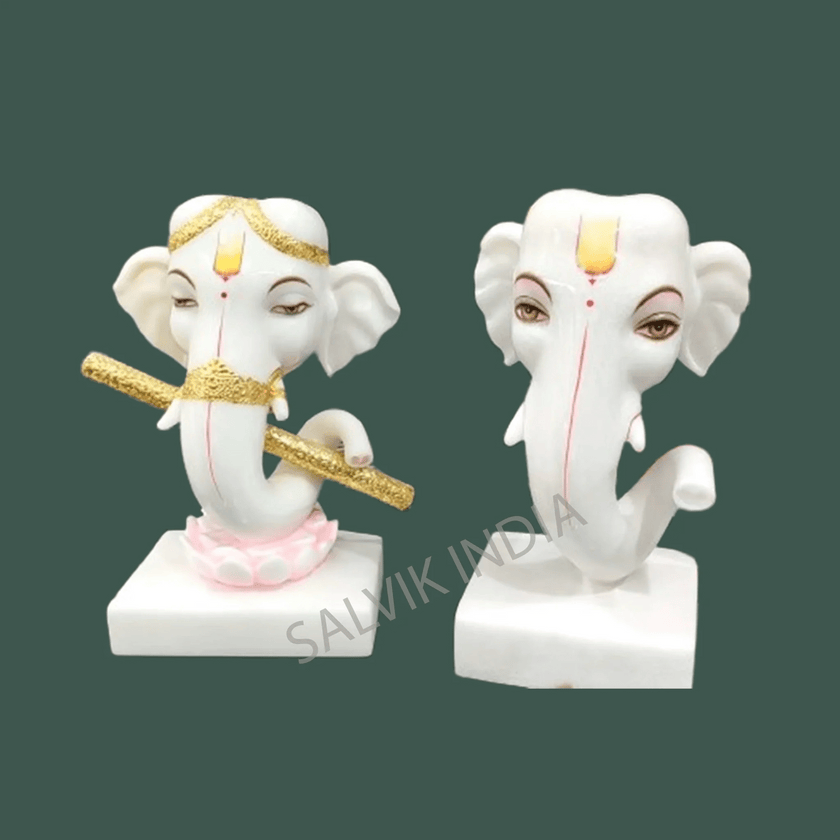 White Marble Ganpati Home Decor Idols – Handcrafted Ganesh Murti for Home and Temple