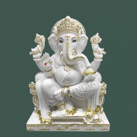 Ganpati Marble Murti – Pure White Handcrafted Ganesh Marble Statue - Salvik | Marble Murti Manufacturers in India