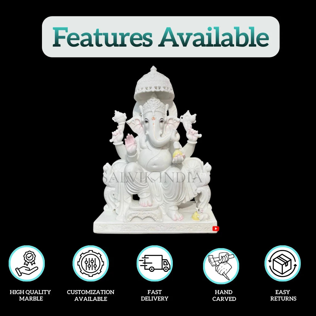 Ganpati marble statue handcrafted from white