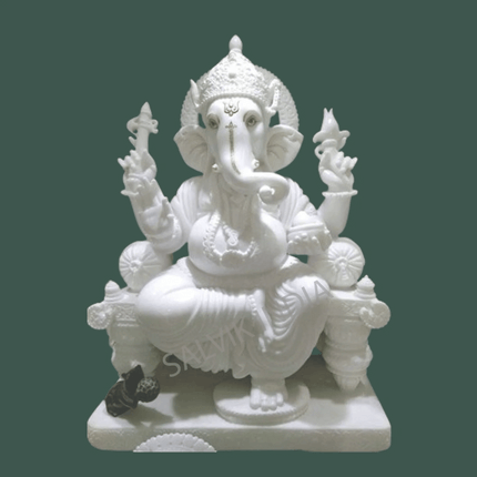 Ganpati White Marble Idol – Purifying Artistry for Home & Temple - Salvik | Marble Murti Manufacturers in India