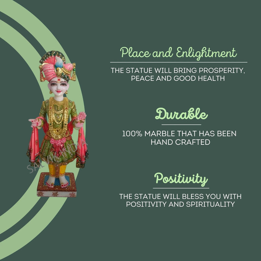 Ghanshyam Maharaj Marble Statue 18 inch - 60 inch - Salvik | Marble Murti Manufacturers in India