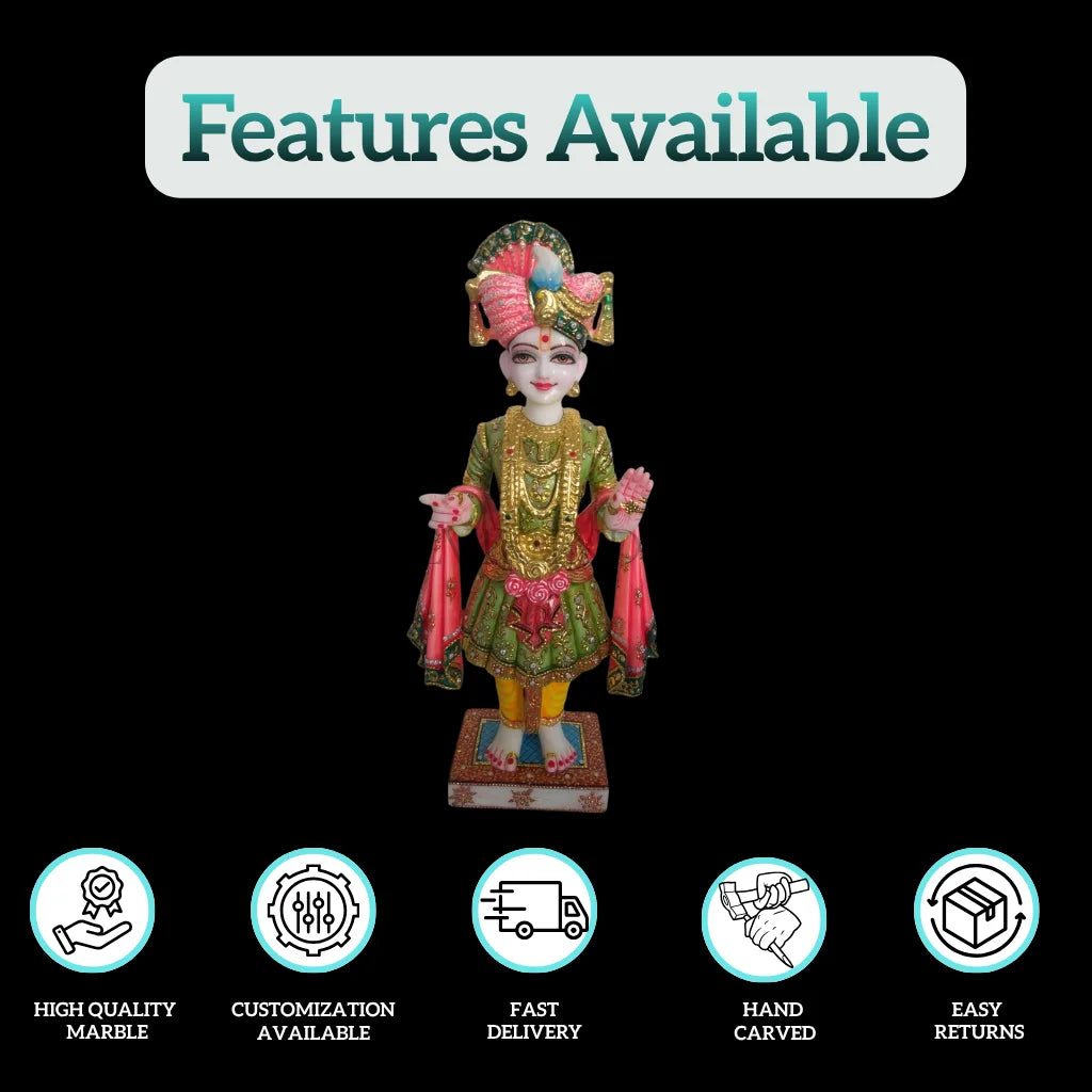 Ghanshyam Maharaj Marble Statue 18 inch - 60 inch - Salvik | Marble Murti Manufacturers in India